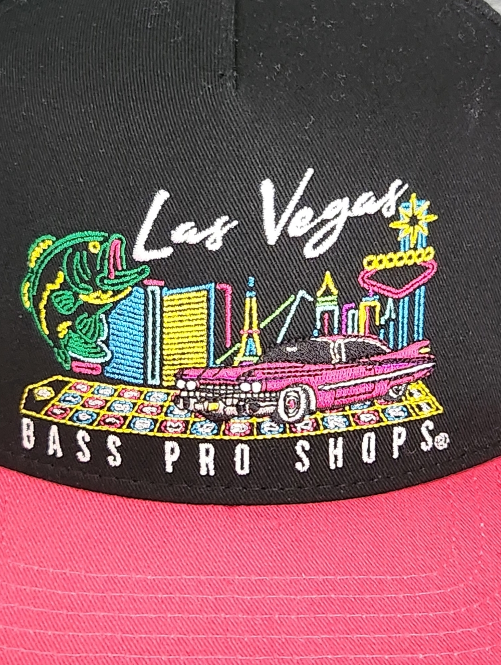 Bass Pro Shop Hat Las Vegas Cap Snap Back Pink & Black - Picture 2 of 6